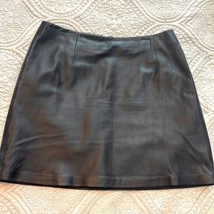 Cache Brown Leather mini skirt, fully lined.